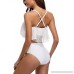 anfilia Women Lace Up Bikini Set Criss Cross Bikini Swimsuit Halter Neck Swimwear White Falbala B07B9NR8V7